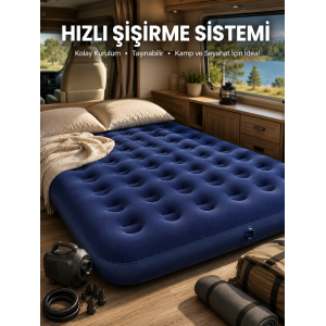 Çift Kişilik Şişme Yatak Dayanıklı Vinil Kamp Ve Misafir Kullanımına Uygun