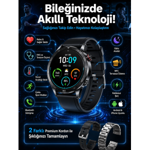 Çift Kordonlu Yüksek Çözünürlüklü Akıllı Saat Uyku İzleyici & Spor Modları