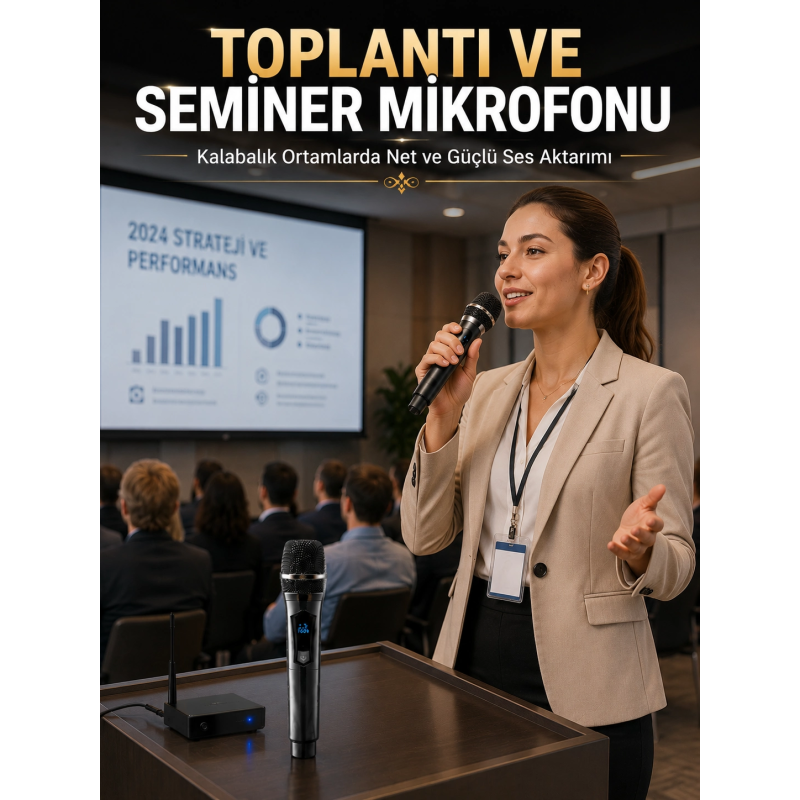 Kablosuz Çift Mikrofon Şarj Edilebilir Dijital Göstergeli Kablosuz Çift Mikrofon Şarj Edilebilir Dijital Göstergeli
