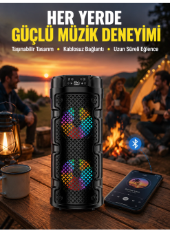 Çift Sürücülü Taşınabilir Kablosuz Hoparlör Yeni Nesil
