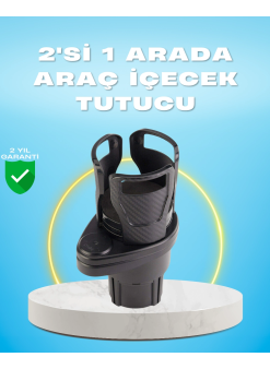 Çiftli Araba Bardak Tutucu Karbon Fiber Görünümlü 360° Ayarlı