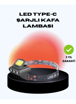 Cob + Xpe Led Kafa Feneri 800 Lumen Usb Type C Şarjlı Çok Modlu