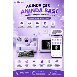 Çocuk Anında Baskılı Fotoğraf Makinesi 16mp Dijital Kamera 1080p Video Wifi Telefon Destekli
