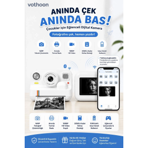 Çocuk Anında Baskılı Fotoğraf Makinesi 16mp Dijital Kamera 1080p Video Wifi Telefon Destekli