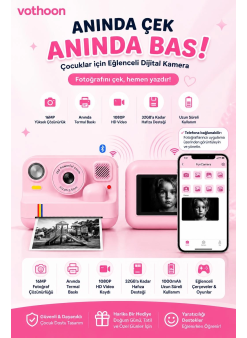 Çocuk Anında Baskılı Fotoğraf Makinesi 16mp Dijital Kamera 1080p Video Wifi Telefon Destekli