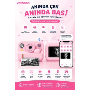 Çocuk Anında Baskılı Fotoğraf Makinesi 16mp Dijital Kamera 1080p Video Wifi Telefon Destekli