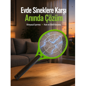 Çocuk Ve Evcil Hayvan Dostu Elektrikli Sinek Raketi | Güvenli Kullanım Yeni Nesil