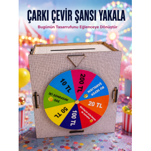 Çocuklar İçin Eğlenceli Tasarruf Oyunu Şans Çarklı Ahşap Kumbara Para Biriktirme Kutusu