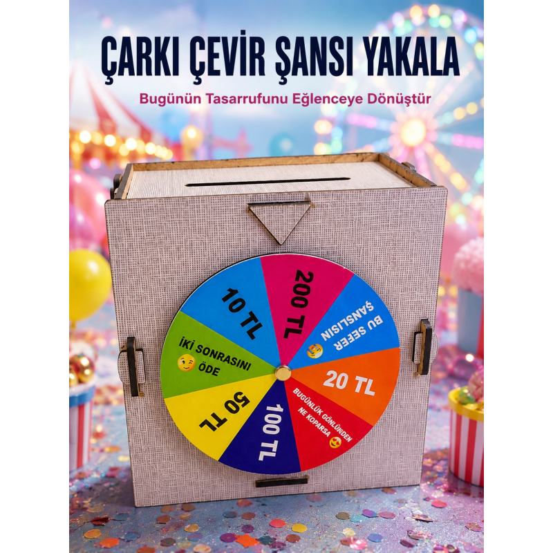Çocuklar İçin Eğlenceli Tasarruf Oyunu Şans Çarklı Ahşap Kumbara Para Biriktirme Kutusu Çocuklar İçin Eğlenceli Tasarruf Oyunu Şans Çarklı Ahşap Kumbara Para Biriktirme Kutusu