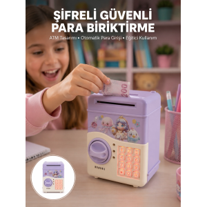 Çocuklar İçin Elektronik Şifreli Para Biriktirme Kumbarası Mor