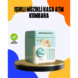 Çocuklar İçin Su Yeşili Atm Kasa Tasarımlı Şifreli Kumbara