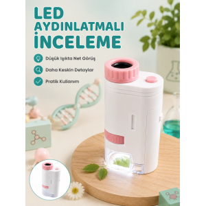 Çocuklar İçin Taşınabilir Bilim Mikroskobu 80x-200x Büyütme Ve Led Aydınlatma