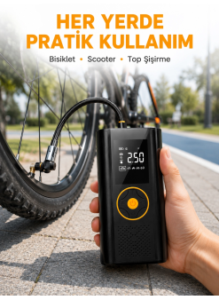 Çok Amaçlı Dijital Lastik Pompası Araç Bisiklet Top Uyumlu Yeni Nesil