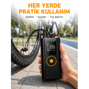 Çok Amaçlı Dijital Lastik Pompası Araç Bisiklet Top Uyumlu Yeni Nesil