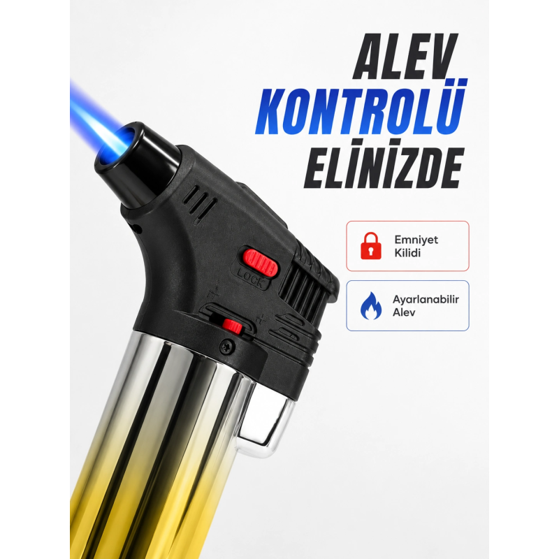 Çok Amaçlı Jet Alev Çakmak Kamp Mutfak Ve Puro Kullanımına Uygun Çok Amaçlı Jet Alev Çakmak Kamp Mutfak Ve Puro Kullanımına Uygun