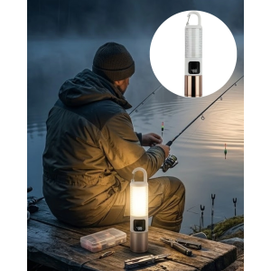 Çok Amaçlı Kamp Feneri Usb Şarjlı Çift Işık Kaynaklı Güç Ekranlı Led Aydınlatma