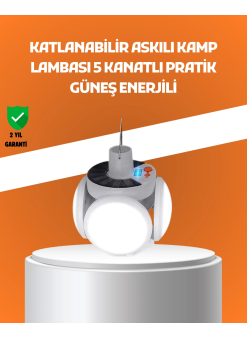 Çok Amaçlı Katlanabilir Güneş Enerjili Kamp Lambası – Masa Üstü Ve Asılabilir Kullanım