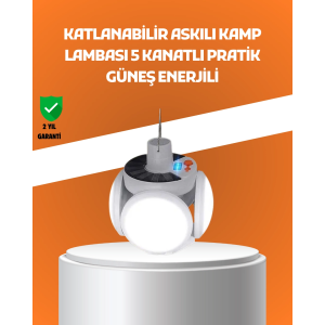 Çok Amaçlı Katlanabilir Güneş Enerjili Kamp Lambası – Masa Üstü Ve Asılabilir Kullanım