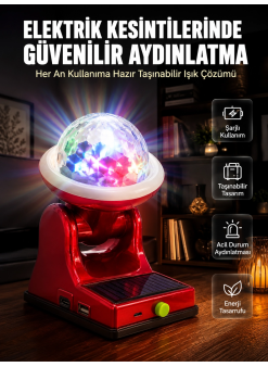 Çok Amaçlı Şarjlı Led Projektör Lamba Solar Enerjili Rgb Ambiyans Ve Parti Işığı