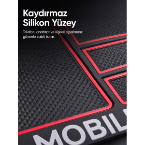 Çok Bölmeli Araç İçi Organizer Mat Kaydırmaz Silikon Telefon Tutuculu Tasarım