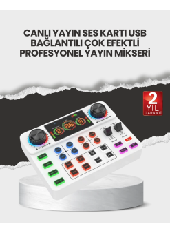 Çok Efektli Canlı Yayın Ses Mikseri Usb Ve Kablosuz Uyumlu