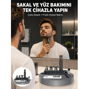 Çok Fonksiyonlu 9’u 1 Arada Tıraş Makinesi Şarjlı Saç Sakal Düzeltici Yeni Nesil