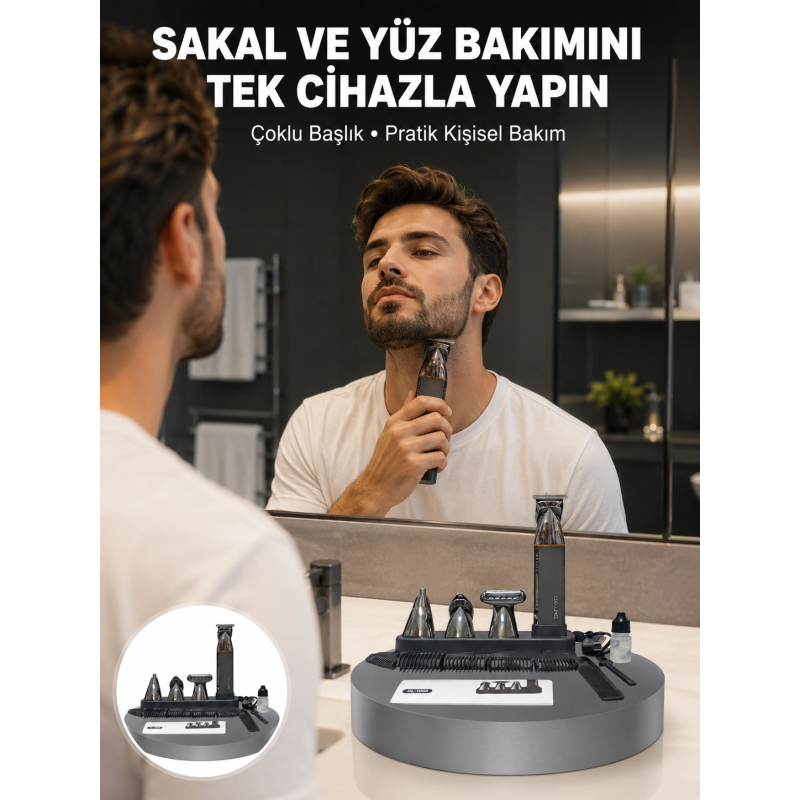 Çok Fonksiyonlu 9’u 1 Arada Tıraş Makinesi Şarjlı Saç Sakal Düzeltici Yeni Nesil Çok Fonksiyonlu 9’u 1 Arada Tıraş Makinesi Şarjlı Saç Sakal Düzeltici Yeni Nesil