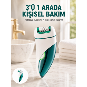 Çok Fonksiyonlu Epilatör 600mah 90 Dakika Kullanım Led Metal Başlık Su Geçirmez Yeni Nesil