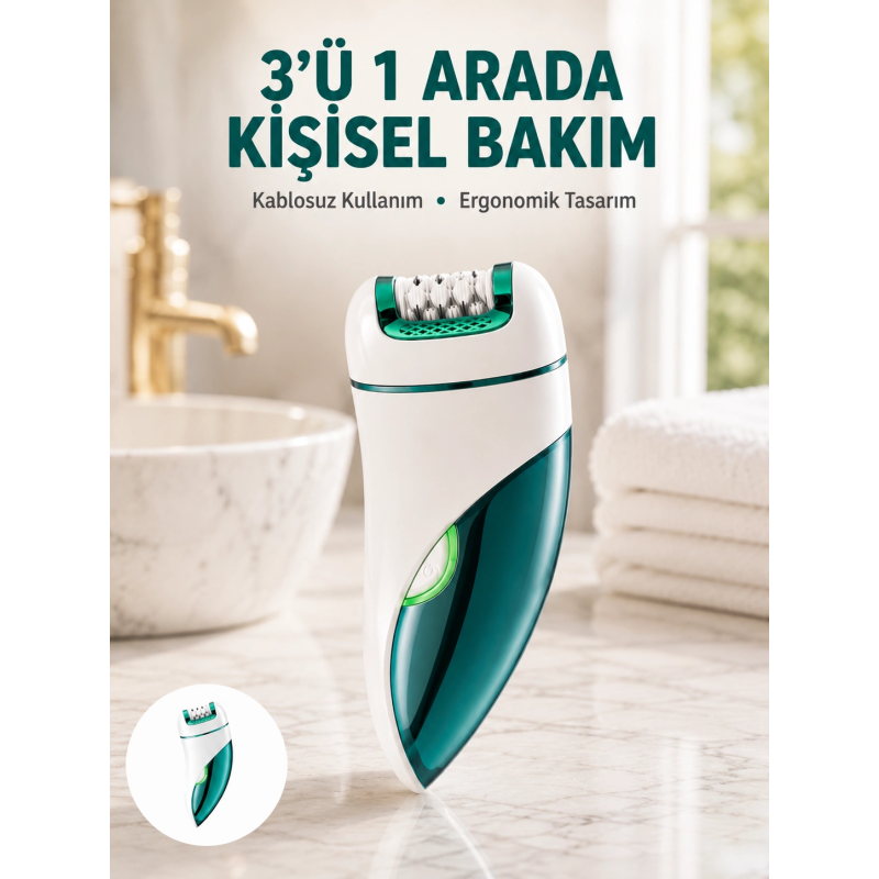 Çok Fonksiyonlu Epilatör 600mah 90 Dakika Kullanım Led Metal Başlık Su Geçirmez Yeni Nesil Çok Fonksiyonlu Epilatör 600mah 90 Dakika Kullanım Led Metal Başlık Su Geçirmez Yeni Nesil