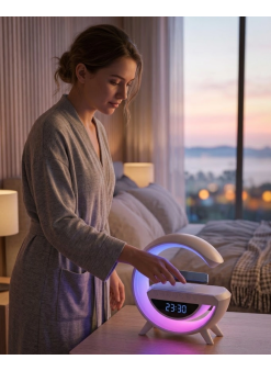 Çok Fonksiyonlu Kablosuz Şarjlı Saat Hoparlör Rgb Işık Ve Alarm Özellikli