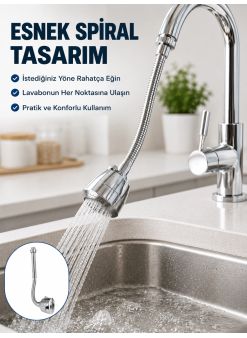 Çok Fonksiyonlu Musluk Uzatma Atı 360° Hareketli Krom Musluk Başlığı