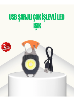 Çok İşlevli Usb Şarjlı Anahtarlık Fener