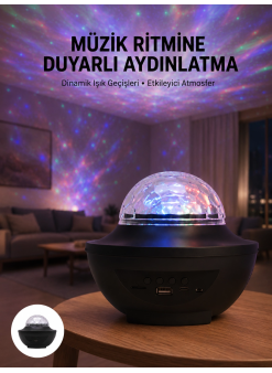 Çok Renkli Projektör Lamba Disko Topu Gece Lambası Kablosuz