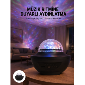 Çok Renkli Projektör Lamba Disko Topu Gece Lambası Kablosuz