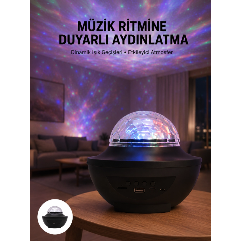 Çok Renkli Projektör Lamba Disko Topu Gece Lambası Kablosuz Çok Renkli Projektör Lamba Disko Topu Gece Lambası Kablosuz
