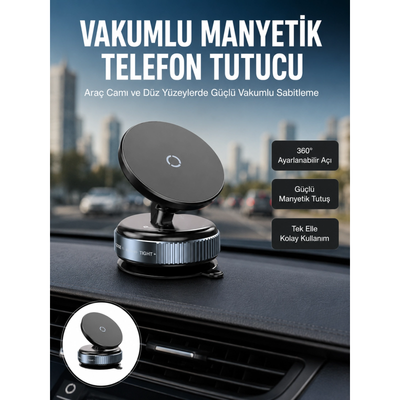 Çok Yönlü Döner Başlıklı Vakumlu Araç Telefon Standı – Sert Yollarda Stabil Kullanım Yeni Nesil Çok Yönlü Döner Başlıklı Vakumlu Araç Telefon Standı – Sert Yollarda Stabil Kullanım Yeni Nesil