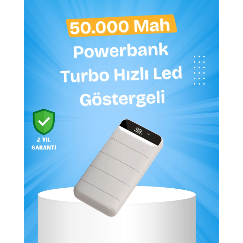Çoklu Cihaz Uyumlu Led Ekranlı 50000 Mah Powerbank Çoklu Cihaz Uyumlu Led Ekranlı 50000 Mah Powerbank
