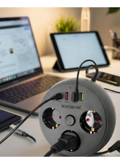 Çoklu Priz Akım Koruma 3 Soket 3 Usb Type C Hızlı Şarj 2m Uzatma Kablosu
