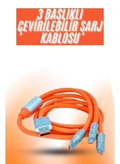 Çoklu Şarj Kablosu Usb Type-c İos Uyumlu 120w Hızlı Şarj Kablosu
