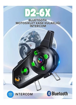 D2-6x 1000m Mesafeli 6 Kanallı İntercom Bluetooth Motosiklet Kask Kulaklığı İntercom Kulaklık