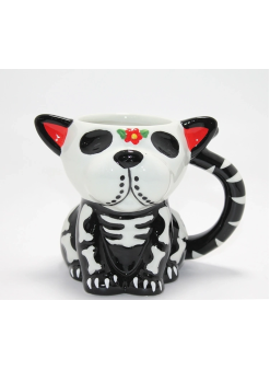 Day Of The Dead Köpek Figürlü 3d Kabartmalı Porselen Kupa Alk4896