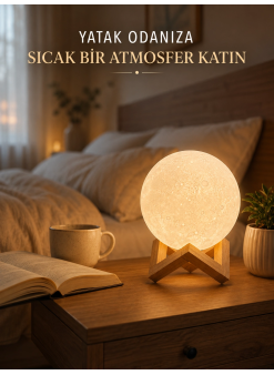 Dekoratif 3d Ay Işığı Masa Lambası Hediyelik Atmosfer Aydınlatması