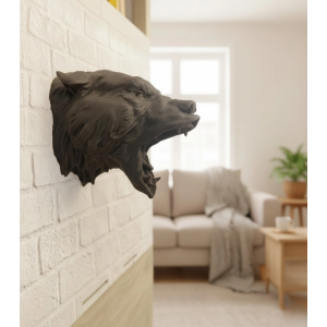 Dekoratif Asılabilir Siyah Ayı Başı 3d Duvar Heykeli 25x19 Cm