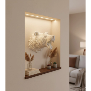 Dekoratif Beyaz Ayı Duvar Heykeli Asılabilir Hediyelik 25x19 Cm