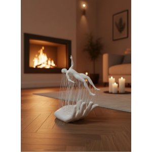 Dekoratif El Üzerinde İnsan Figürü Beyaz Minimal Sanatsal Biblo