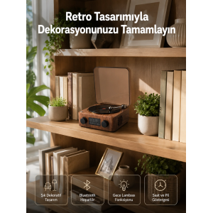 Dekoratif Gece Işıklı Bluetooth Hoparlör – Saatli Tasarım Yeni Nesil