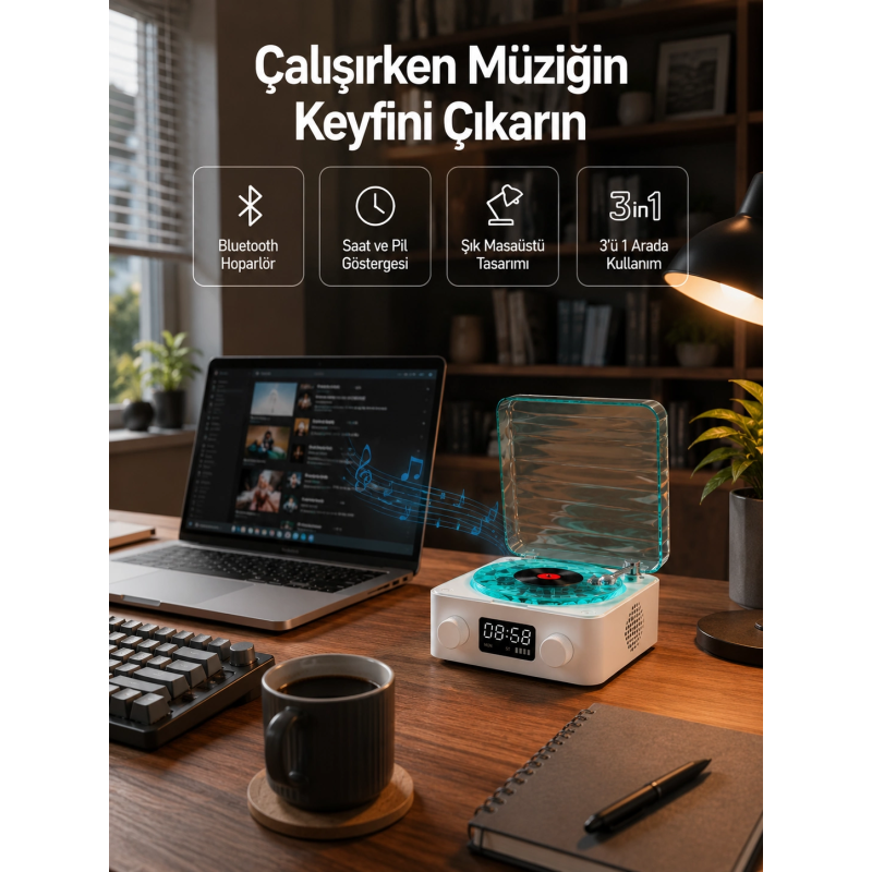 Dekoratif Gece Işıklı Bluetooth Hoparlör – Zaman Ve Pil Ekranlı Dekoratif Gece Işıklı Bluetooth Hoparlör – Zaman Ve Pil Ekranlı