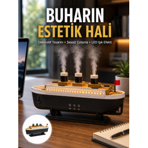 Dekoratif Gemi Modeli 7 Renk Işıklı Hava Nemlendirici Ve Oda Kokusu Difüzörü Yeni Nesil