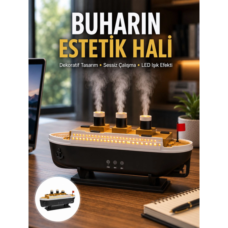 Dekoratif Gemi Modeli 7 Renk Işıklı Hava Nemlendirici Ve Oda Kokusu Difüzörü Yeni Nesil Dekoratif Gemi Modeli 7 Renk Işıklı Hava Nemlendirici Ve Oda Kokusu Difüzörü Yeni Nesil