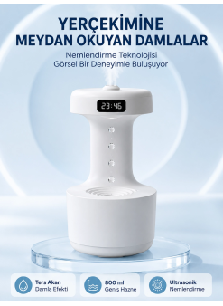 Dekoratif Hava Nemlendirici 800 Ml Sessiz Aroma Difüzör Anti Yerçekimi Su Efektli